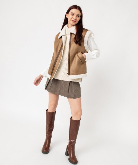 Veste sans manches coupe aviateur doublée sherpa femme vue1 - GEMO(FEMME PAP) - GEMO