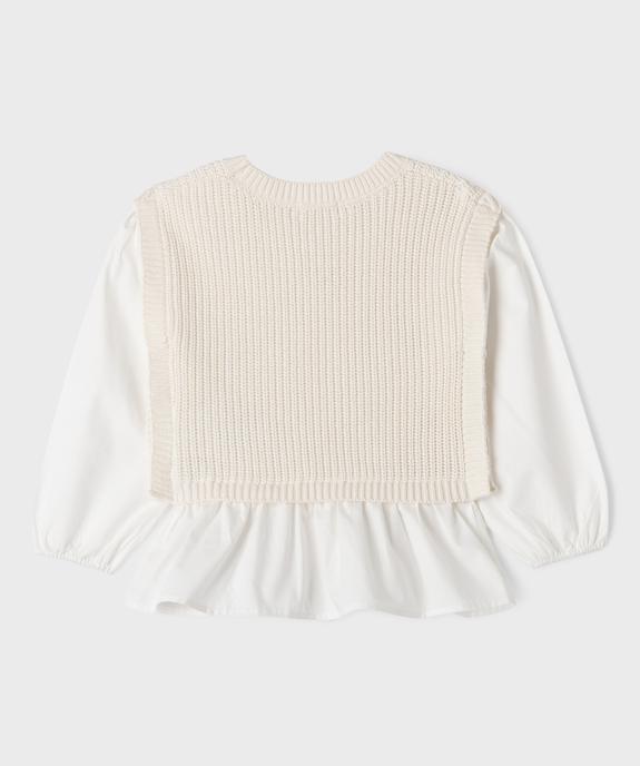 Pull avec manches et volants en coton effet 2 en 1 fille vue3 - GEMO (ENFANT) - GEMO