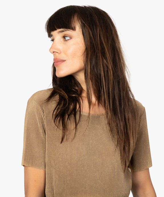 Tee-shirt femme pailleté en maille plissée vue2 - GEMO(FEMME PAP) - GEMO