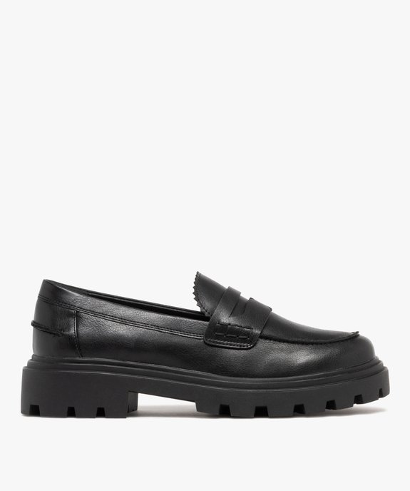 Mocassins femme Penny Loafer à languette dentelée et semelle crantée vue2 - 5 MILES - GEMO