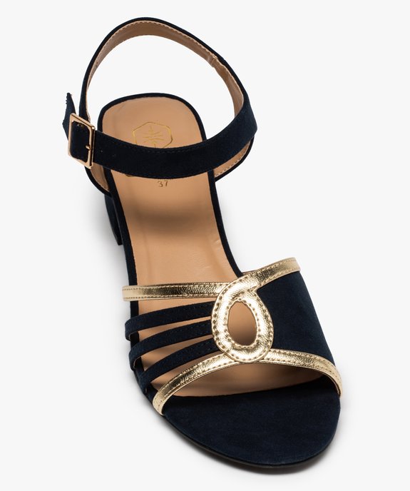Sandales femme suédées à talon carré et détails métallisés vue5 - GEMO(URBAIN) - GEMO