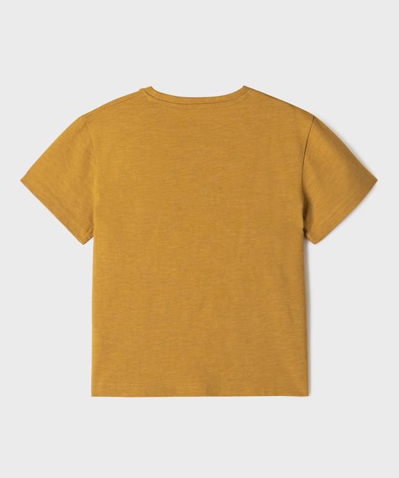 Tee-shirt manches courtes en jersey de coton flammé avec petite broderie garçon vue3 - GEMO 4G GARCON - GEMO