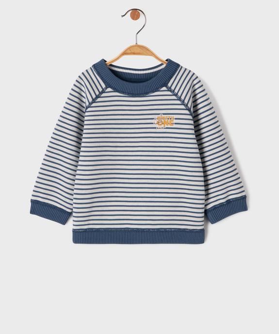 Sweat réversible avec motif et rayures bébé garçon vue1 - GEMO 4G BEBE - GEMO