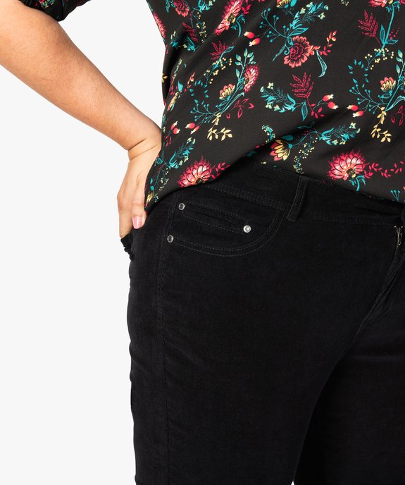 Pantalon femme 5 poches coupe ajustée en velours vue2 - GEMO (G TAILLE) - GEMO