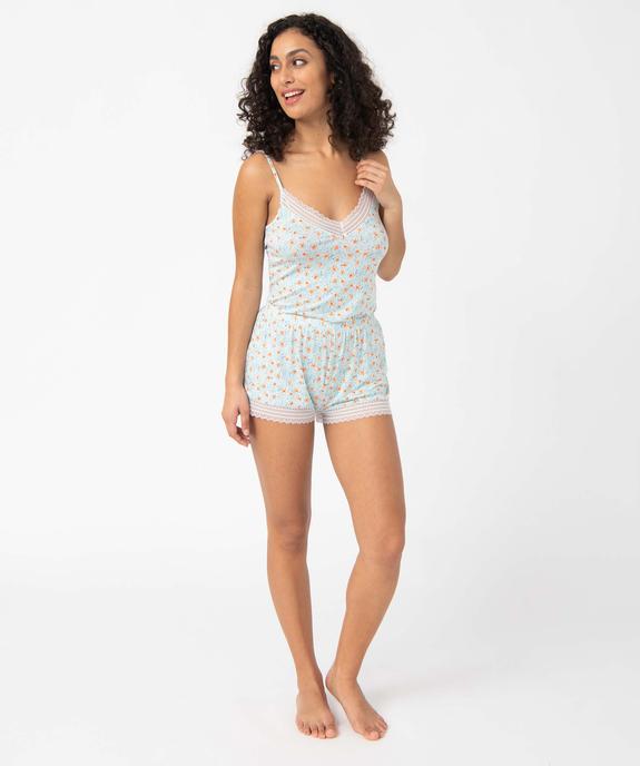 Short de pyjama en maille fluide avec bas en dentelle femme vue5 - GEMO 4G FEMME - GEMO