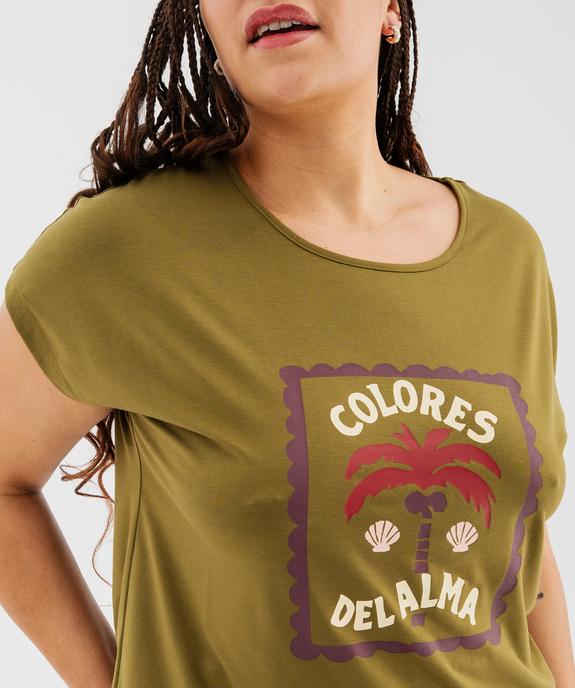 Tee-shirt femme grande taille à manches courtes avec motifs vue2 - GEMO (G TAILLE) - GEMO