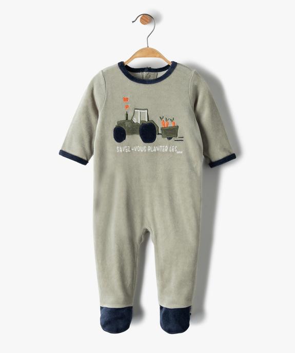 Pyjama bébé garçon en velours avec motif tracteur vue1 - GEMO(BB COUCHE) - GEMO
