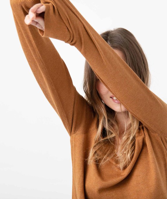 Pull femme en maille fine à col V vue1 - GEMO 4G FEMME - GEMO