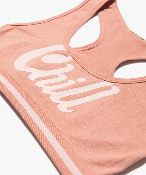 Brassière fille en microfibre imprimé avec dos nageur vue2 - GEMO 4G FILLE - GEMO