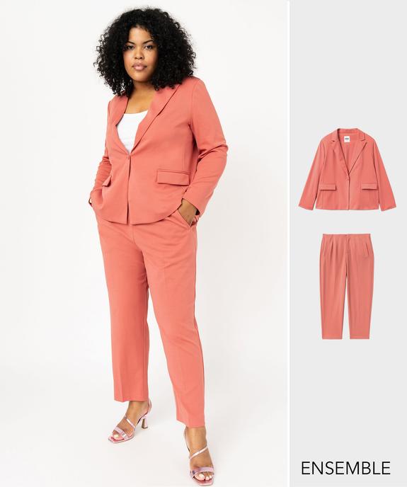 Ensemble tailleur pantalon rose pour femme grande taille - GEMO