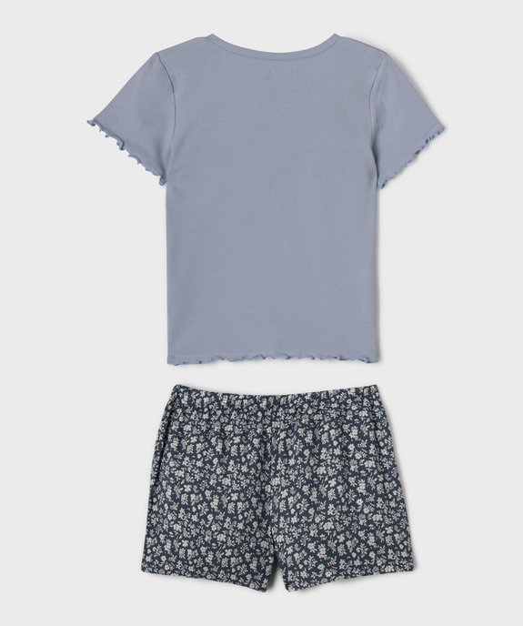 Pyjashort en coton fleuri fille vue3 - GEMO 4G FILLE - GEMO