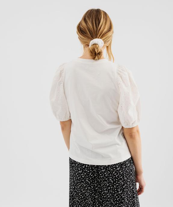 Tee-shirt manches courtes en broderie anglaise femme vue3 - GEMO 4G FEMME - GEMO