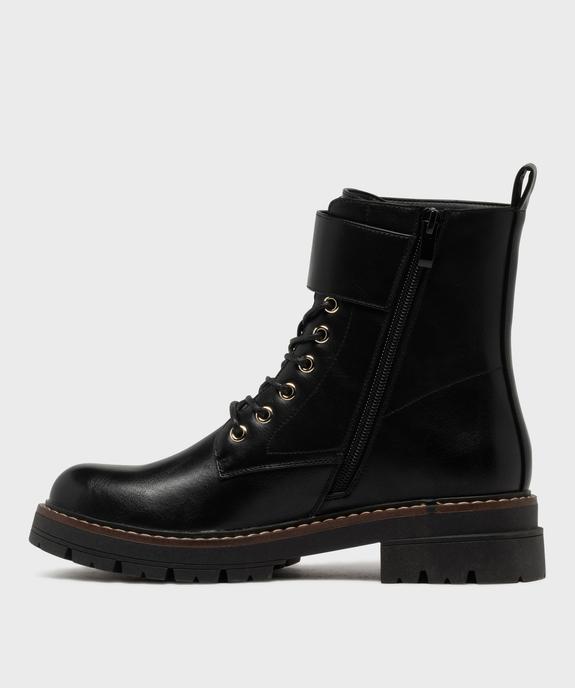Boots montantes look rangers à épaisse semelle crantée femme vue3 - 5 MILES - GEMO