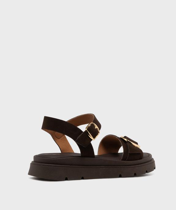 Sandales à semelle crantée dessus cuir femme - Tanéo vue4 - TANEO - GEMO