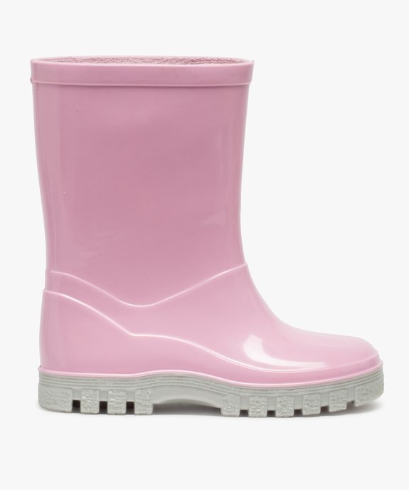 Bottes de pluie fille unies à semelle crantée contrastante vue1 - GEMO (ENFANT) - GEMO