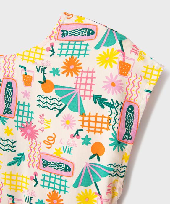 Blouse sans manches larges imprimée à col V au dos fille vue2 - GEMO (ENFANT) - GEMO