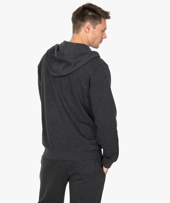 Sweat homme zippé à capuche uni et molletonné vue3 - GEMO 4G HOMME - GEMO