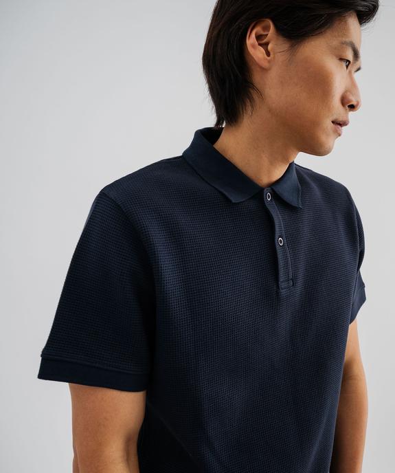 Polo manches courtes en maille nid d'abeille homme vue2 - GEMO (HOMME) - GEMO