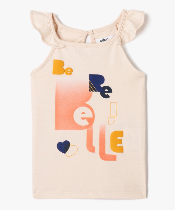 Débardeur fille avec bretelles à volants et imprimé pailleté vue1 - GEMO (ENFANT) - GEMO