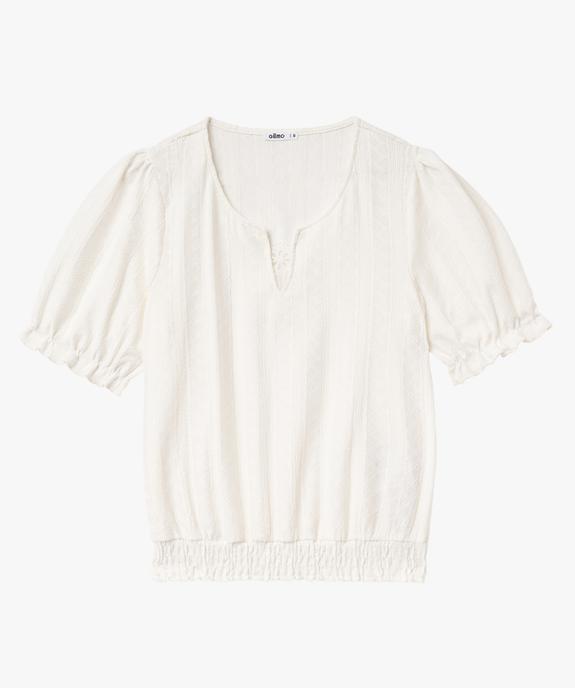 Tee-shirt manches courtes blousant à col fantaisie femme vue4 - GEMO(FEMME PAP) - GEMO