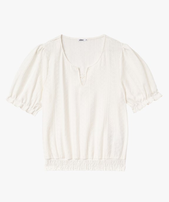Tee-shirt manches courtes blousant à col fantaisie femme vue4 - GEMO(FEMME PAP) - GEMO