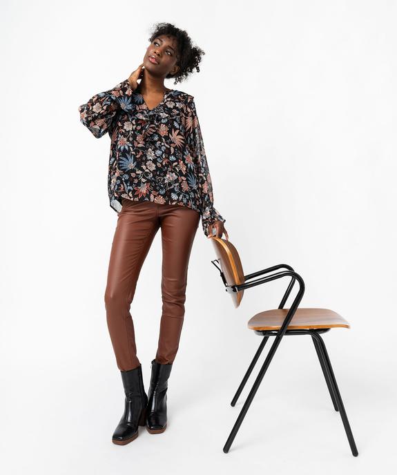 Blouse en voile fleuri à grand col V volanté femme vue6 - GEMO(FEMME PAP) - GEMO