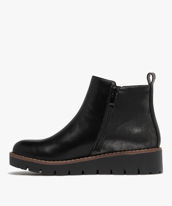 Boots femme à semelle plateforme crantée et à zip fantaisie vue4 - GEMO (CASUAL) - GEMO