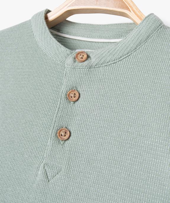 Tee-shirt manches courtes à col tunisien en maille nid d'abeille bébé garçon vue2 - GEMO(BEBE DEBT) - GEMO
