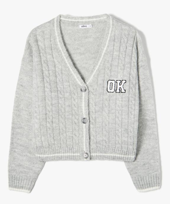 Gilet fille court et ample en grosse maille torsadée vue1 - GEMO (JUNIOR) - GEMO