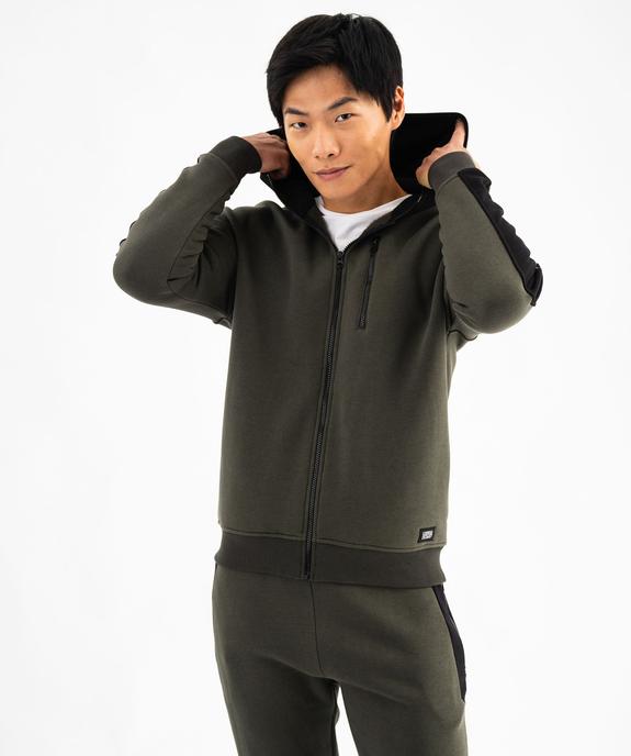 Sweat zippé à capuche bicolore homme vue1 - GEMO (HOMME) - GEMO