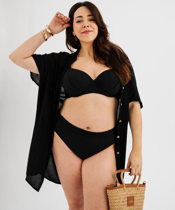 Bas de maillot de bain à ceinture en maille texturé femme grande taille vue3 - GEMO (PLAGE) - GEMO