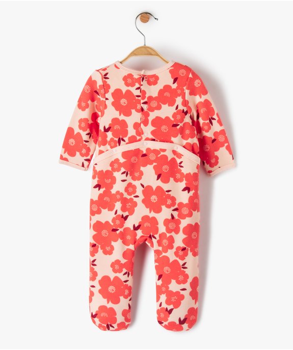 Pyjama bébé fille à motifs fleuris avec doublure chaude vue3 - GEMO(BB COUCHE) - GEMO