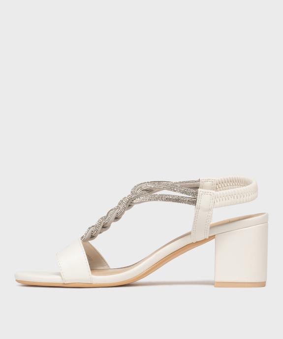 Sandales à talon large et bride bijou en strass femme vue3 - VALENTINA BALDA - GEMO