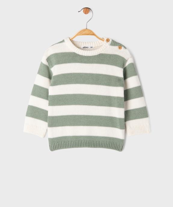 Pull en grosse maille à larges rayures bébé garçon vue4 - GEMO 4G BEBE - GEMO