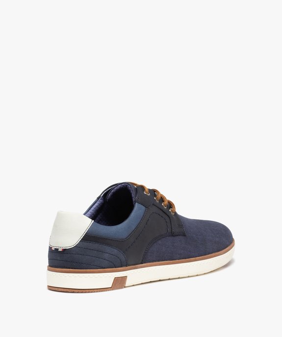 Derbies homme dessus toile à semelle contrastée vue4 - GEMO(URBAIN) - GEMO