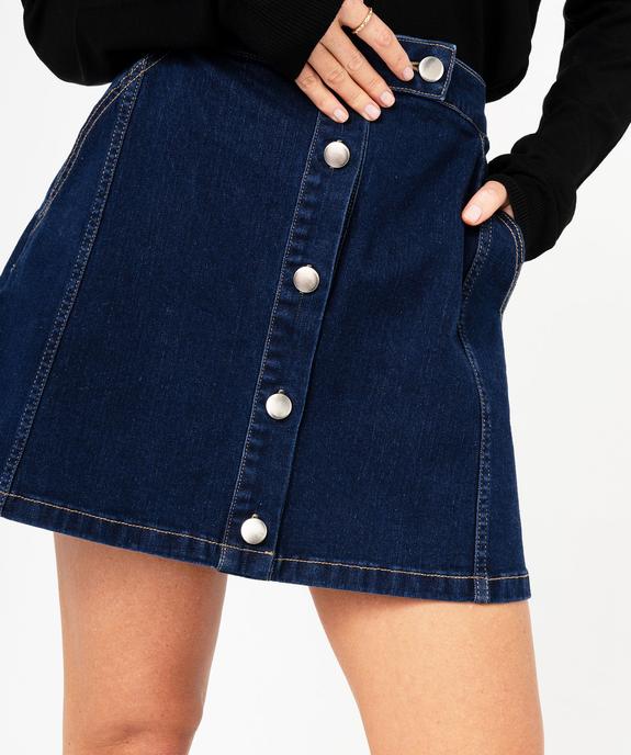 Jupe en jean brut coupe trapèze à boutons femme vue2 - GEMO 4G FEMME - GEMO