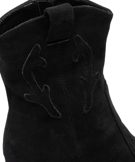 Boots femme à talon unies en suédine style santiag vue6 - SANS MARQUE - GEMO