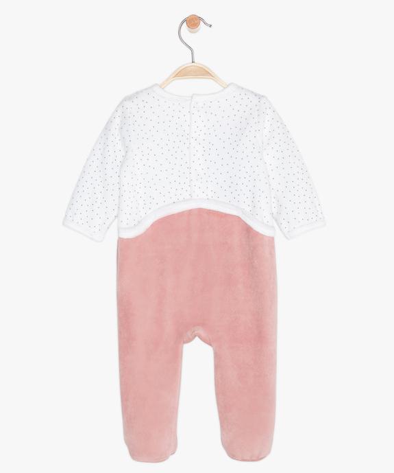 Pyjama bébé en velours motif licorne à pont-dos pressionné vue3 - GEMO(BB COUCHE) - GEMO