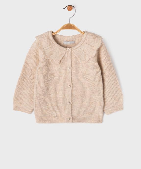 Gilet en maille fantaisie avec large col Claudine bébé fille - LuluCastagnette vue1 - LULUCASTAGNETTE - GEMO