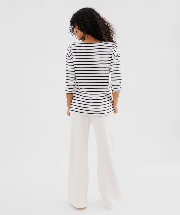 Pyjama en maille avec haut rayé femme - LuluCastagnette vue4 - LULUCASTAGNETTE - GEMO