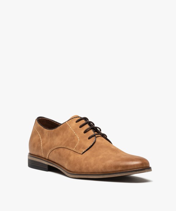 Derbies homme unis en matière mate fermeture lacets vue2 - GEMO(URBAIN) - GEMO