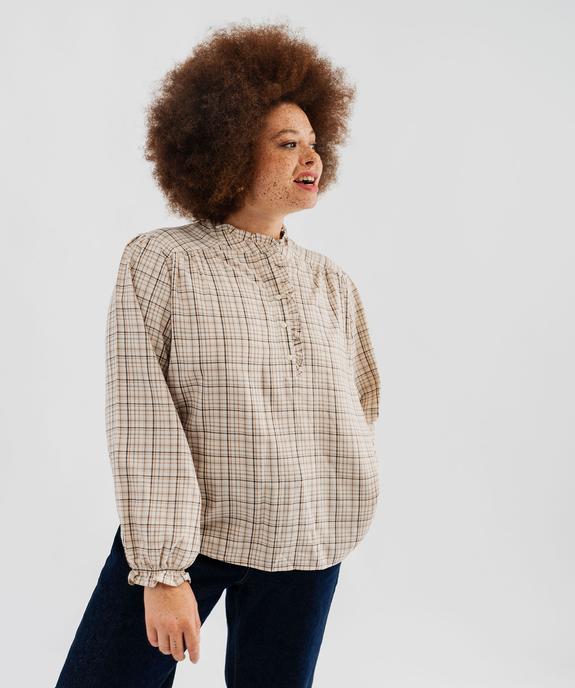 Blouse à carreaux finitions froncées femme grande taille vue1 - GEMO 4G GT - GEMO