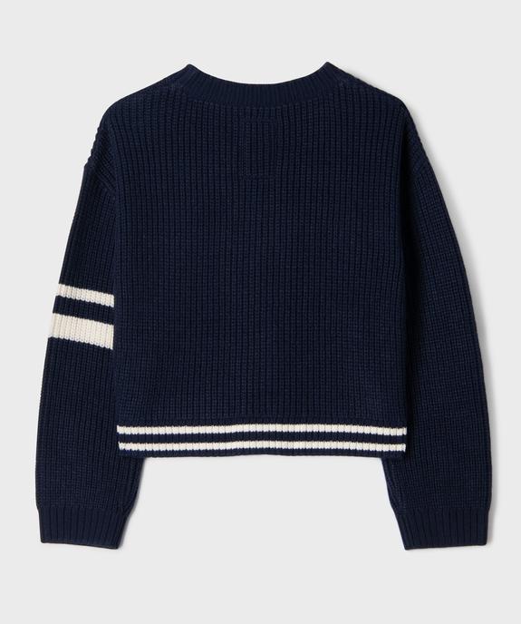 Gilet court et loose en grosse maille côtelée fille - Camps United vue3 - CAMPS - GEMO