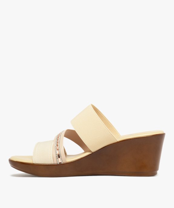 Mules femme à talon compensé avec brides élastiques et strass vue3 - GEMO(URBAIN) - GEMO