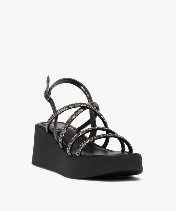 Sandales femme avec brides à strass et semelle plateforme vue2 - GEMO(URBAIN) - GEMO