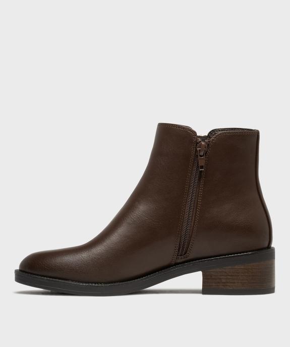 Boots zippées à petit talon en matière lisse femme vue3 - VALENTINA BALDANO GEMO FORGOOD - GEMO