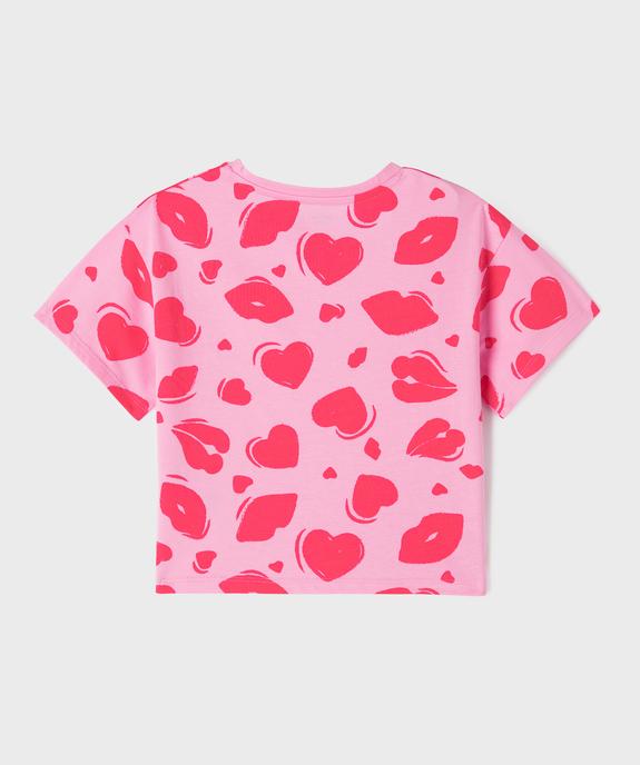 Tee-shirt manches courtes imprimé coupe oversize fille vue3 - GEMO 4G FILLE - GEMO