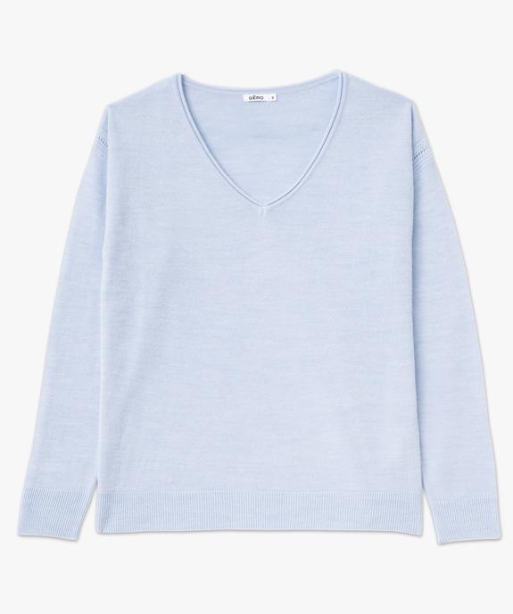 Pull à col V finitions roulottées femme vue4 - GEMO(FEMME PAP) - GEMO