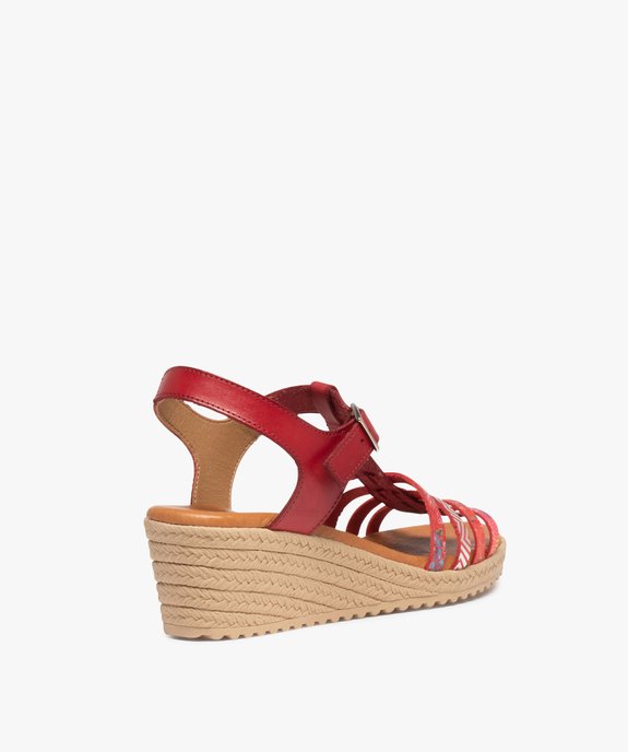 Sandales femme compensées dessus cuir multicolore vue4 - GEMO(URBAIN) - GEMO