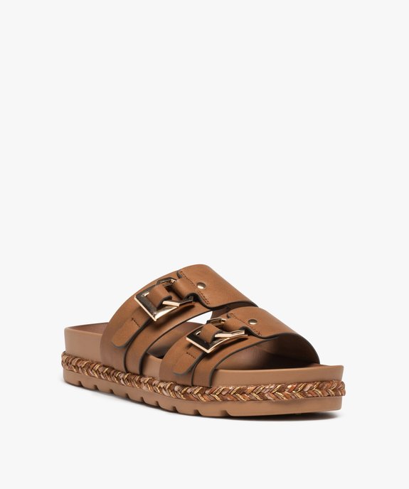 Mules femme à brides et larges boucles métallisées vue2 - GEMO (CASUAL) - GEMO